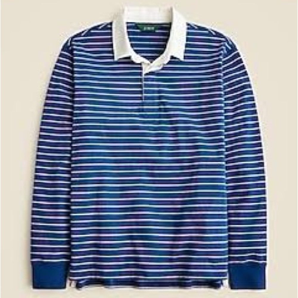 J. Crew Navy and White Striped Rugby